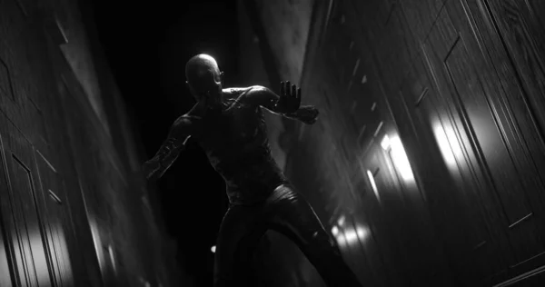 Изображение Человека Похожего Монстра Тёмном Туннеле Ужас Ужас Имиджевые Игры — стоковое фото
