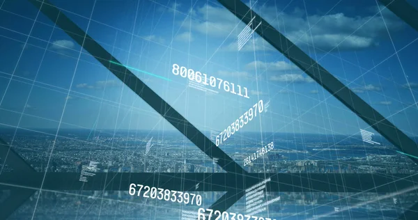 Image Numbers Changing Data Processing Cityscape Global Business Data Processing — Stockfoto