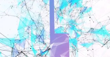 Beyaz arkaplanda hareket eden şekillerin animasyonu. Küresel iş ve dijital arayüz kavramı dijital olarak oluşturulmuş video.