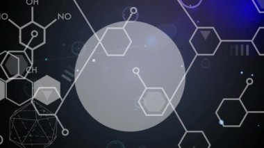 Karanlık arka planda bilimsel veri işleme animasyonu. Bilim haftası, veri işleme konsepti dijital olarak oluşturulmuş video.