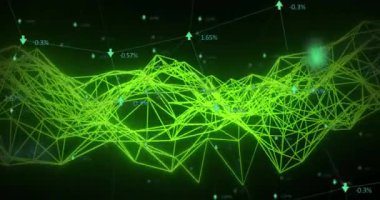 Siyah arkaplanda veri işleme ve şekillerin animasyonu. küresel iş ve dijital arayüz kavramı dijital olarak oluşturulmuş video.