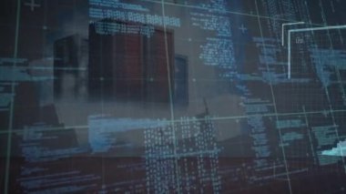 İnsan beyninin dönmesi ve veri işleme animasyonu. Sayısal olarak oluşturulmuş internet güvenliği dijital arayüzü ve bağlantılar konsepti.