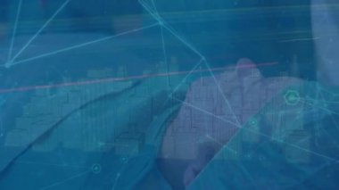 Operasyon sırasında metazır şehir ve beyaz hasta üzerindeki bağlantı ağının animasyonu. Dijital olarak üretilen sağlık, tıp, bağlantılar ve teknoloji konsepti.