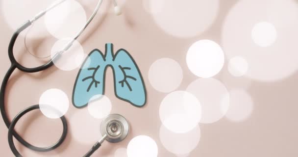 Akciğer Stetoskop Üzerindeki Lekelerin Canlandırması Küresel Tıp Dünya Dijital Olarak — Stok video