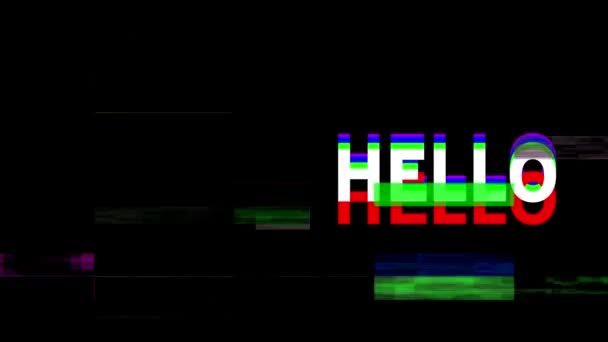 Animace Textu Hello Přes Pohybující Obrazce Tmavém Pozadí World Hello — Stock video