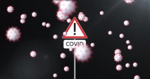 Animation Sign Covid Text Virus Cells Global Pandemic Digital Interface — 图库视频影像