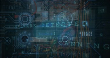 Sunucu odasında veri işleme resmi. küresel iş ve dijital arayüz kavramı dijital olarak oluşturulmuş görüntü.