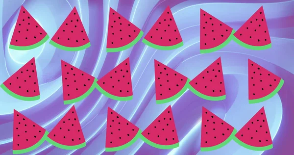 Image Watermelon Shapes Blue Background Nature Pattern Colour Movement Concept — Foto de Stock