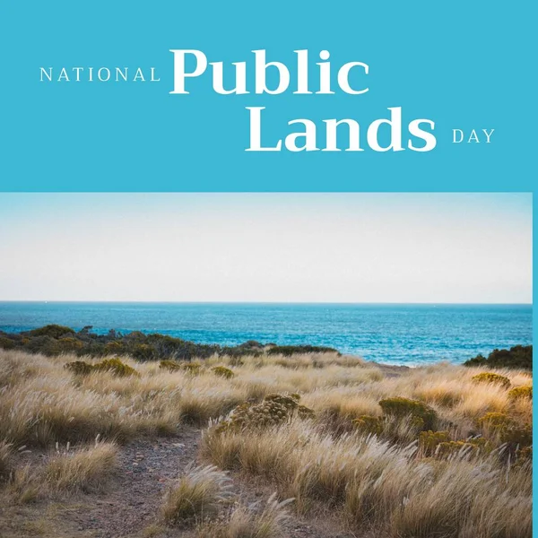Composition National Public Lands Day Text Beach Blue Background National — 图库照片