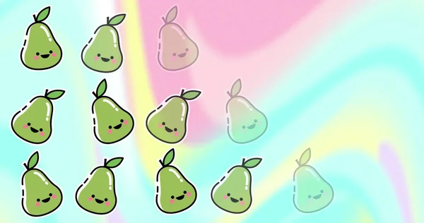 Image Green Pear Repeated Colorful Background Nature Pattern Colour Movement — ストック写真