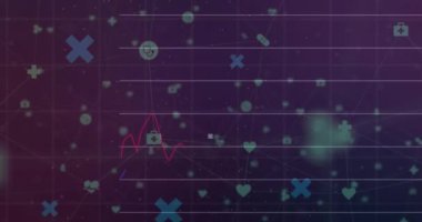 Siyah arkaplanda veri işleme ve şekillerin animasyonu. küresel iş ve dijital arayüz kavramı dijital olarak oluşturulmuş video.