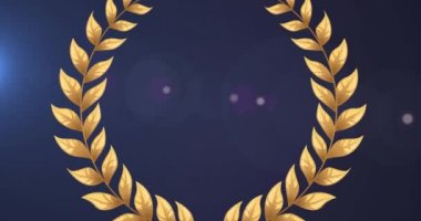 Menekşe arka planda altın çelenk animasyonu. Zafer, kazanma ve kutlama konsepti dijital olarak oluşturulmuş video.