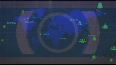Beyaz zemin üzerinde veri işleme ile bağlantı ağının ve dünya haritasının animasyonu. Küresel teknoloji ve dijital arayüz konsepti dijital olarak oluşturulmuş video.