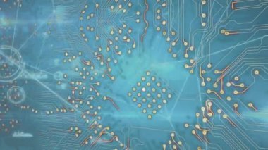 Animation of network of connections on blue background. Global business and digital interface concept digitally generated video.
