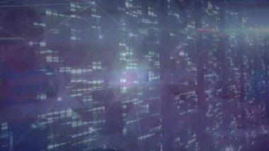 Animation of data processing over diverse schoolchildren. Global education and digital interface concept digitally generated video.