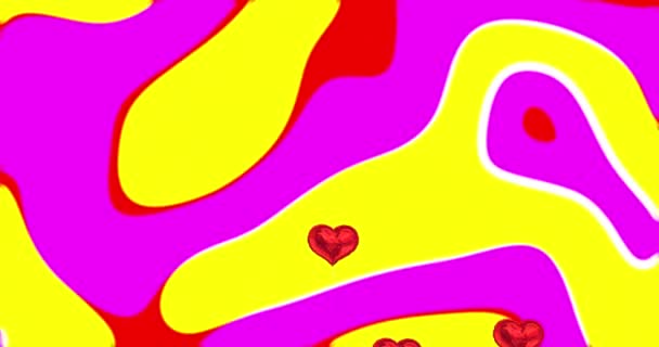 Animation Heart Icons Shapes Purple Background Social Media Digital Interface — 图库视频影像