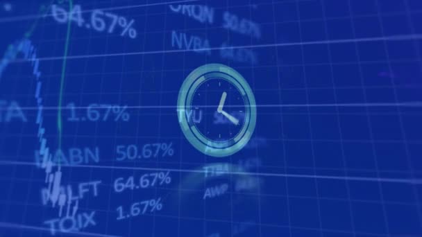 Animación Del Procesamiento Datos Sobre Fondo Azul Concepto Interfaz Digital — Vídeos de Stock