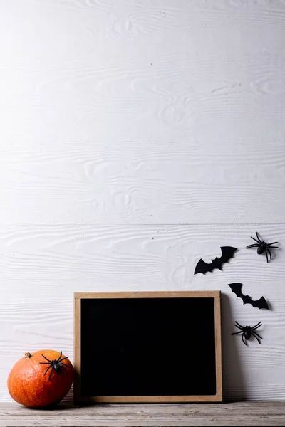 Composition Frame Copy Space Halloween Decorations Pumpkin White Background Halloween — Foto Stock