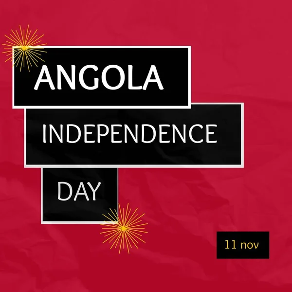 Vector image of angola independence day text on red background, copy space. Illustration, patriotism, celebration, freedom and identity concept.
