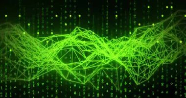 Siyah arkaplanda veri işleme ve şekillerin animasyonu. küresel iş ve dijital arayüz kavramı dijital olarak oluşturulmuş video.