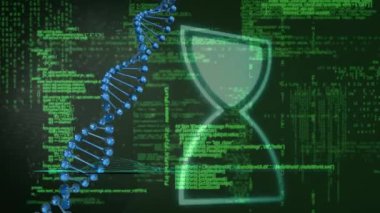 VR kulaklık takan insanların dünya haritasındaki metinlerden oluşan beyin animasyonu. Küresel eğitim bilimi dijital arayüz ve teknoloji konsepti dijital olarak oluşturulmuş video.