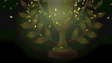 Siyah arka planda fincan ikonu ve konfeti animasyonu. Sosyal medya ve dijital arayüz konsepti dijital olarak oluşturulmuş video.