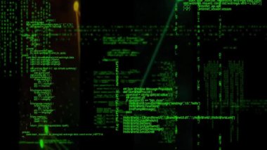 Siyah arkaplanda veri işleme ve şekillerin animasyonu. küresel iş ve dijital arayüz kavramı dijital olarak oluşturulmuş video.