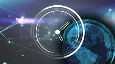 Kapsam taramasında bağlantı ağının animasyonu. Küresel teknoloji dijital arayüz ve bağlantılar konsepti dijital olarak oluşturuldu.