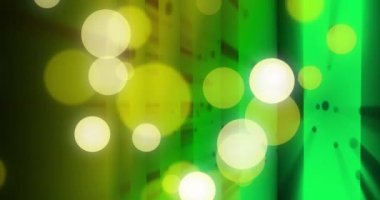 Hareket eden şekillerin ve siyah arkaplandaki lekelerin canlandırması. Küresel iş ve dijital arayüz kavramı dijital olarak oluşturulmuş video.