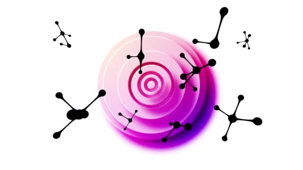 Animation Falling Molecules Pink Shapes White Background Science Week Data — Video Stock