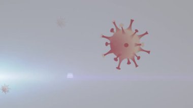 Animation of virus cells on white background. Global medicine and digital interface concept digitally generated video.