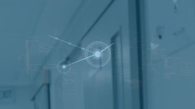 Veri işleme üzerinde çalışan çeşitli doktorların animasyonu. Küresel tıp ve dijital arayüz kavramı dijital olarak oluşturulmuş video.