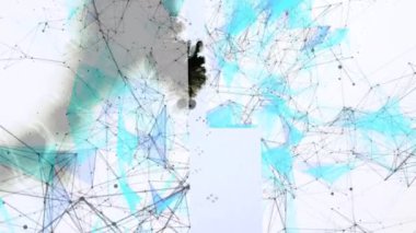 Beyaz arka planda bağlantı ağı ve duman animasyonu. Küresel iş ve dijital arayüz kavramı dijital olarak oluşturulmuş video.
