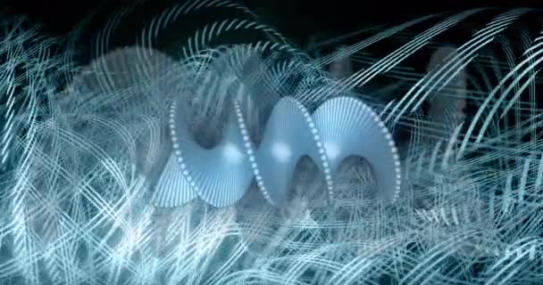 Анимация Пятен Спирали Черном Фоне Абстрактная Концепция Фона Цифрового Интерфейса — стоковое видео