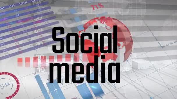 Animation Carte Monde Texte Des Médias Sociaux Sur Traitement Des — Video