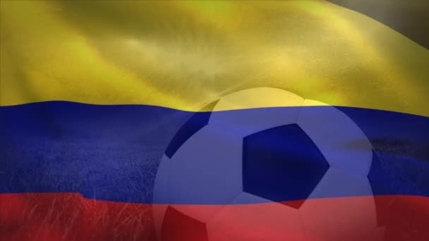 Animatie Van Vlag Van Colombia Voetbal Het Stadion Global Sport — Stockvideo