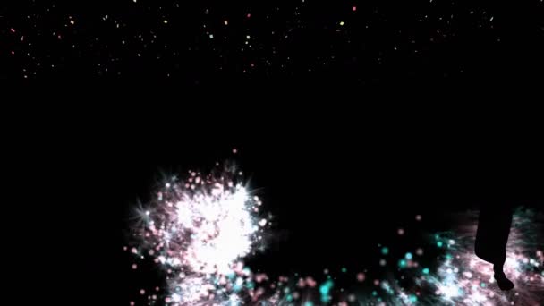 Animation Spots Confetti Black Background Social Media Digital Interface Concept — Stok video