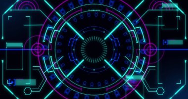 Veri işleme ile tarama alanının görüntüsü. küresel bağlantılar, veri işleme ve dijital arayüz konsepti dijital olarak oluşturulmuş resim.