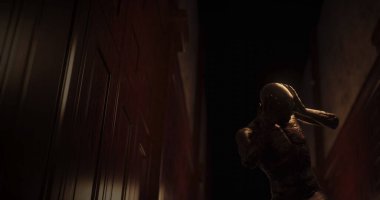 Karanlık tüneldeki canavar gibi sersemlemiş bir insan görüntüsü. Korku, korku, resim oyunları ve dijital olarak üretilen bilim kurgu konsepti.