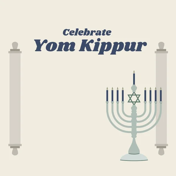Image Celebrate Yom Kippur Beige Background Rolls Menorah Religion Tradition — Zdjęcie stockowe