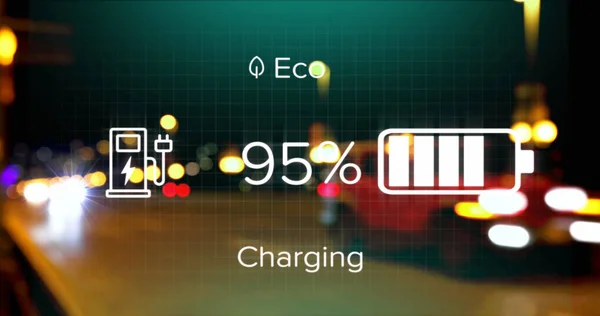Image Interface Charging Battery Icon Speedometer Road Energy Power Fuel — Stockfoto
