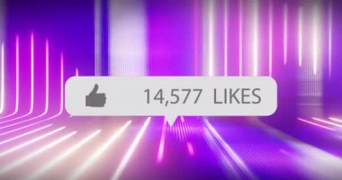 Siyah arkaplan üzerinde medya simgesi ve ışık izlerinin animasyonu. Sosyal medya ve dijital arayüz konsepti dijital olarak oluşturulmuş video.