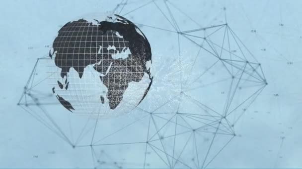 Animație Glob Text Nft Peste Rețea Conexiuni Fundal Alb Tehnologie — Videoclip de stoc
