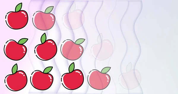 Image Red Apple Repeated Shapes White Background Nature Pattern Colour — Stockfoto