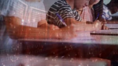 Çeşitli öğrenci gruplarının sunucu odalarının animasyonu. Dijital olarak oluşturulan öğrenim ve eğitim konsepti.