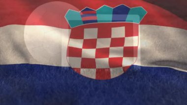 Animation of flag of croatia over football on stadium. Global sport, patriotism and digital interface concept digitally generated video.