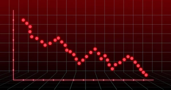 Pénzügyi Grafikon Képe Piros Háttérrel Matematikai Statisztikai Pénzügyi Gazdasági Technológiai — Stock Fotó