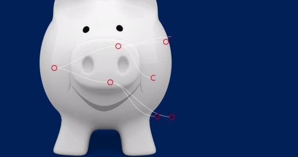 Animation Network Connections Piggy Bank Global Business Finance Connections Concept — Stockvideo