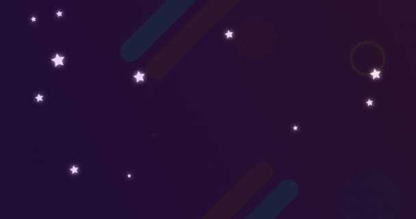 Multiple Star Icons Abstract Colorful Shapes Purple Background Copy Space — Stok video