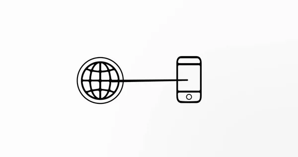 Image of smartphone and connections with tech icons on white background. Global network, connections, communication and technology concept digitally generated image.